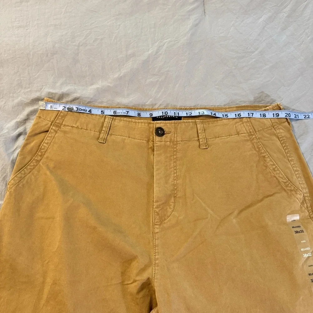 Aeropostale Pants Mens 38x32‎ Tan Relaxed Fit Flat Front Chino Normcore Stretch